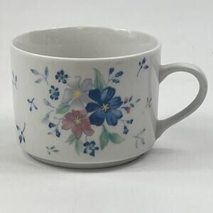 Hebei Porcelain Mug Cappucino Blue Floral Design White Multicolor Coffee Tea Cup
